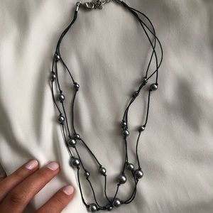 Grey faux pearls necklace